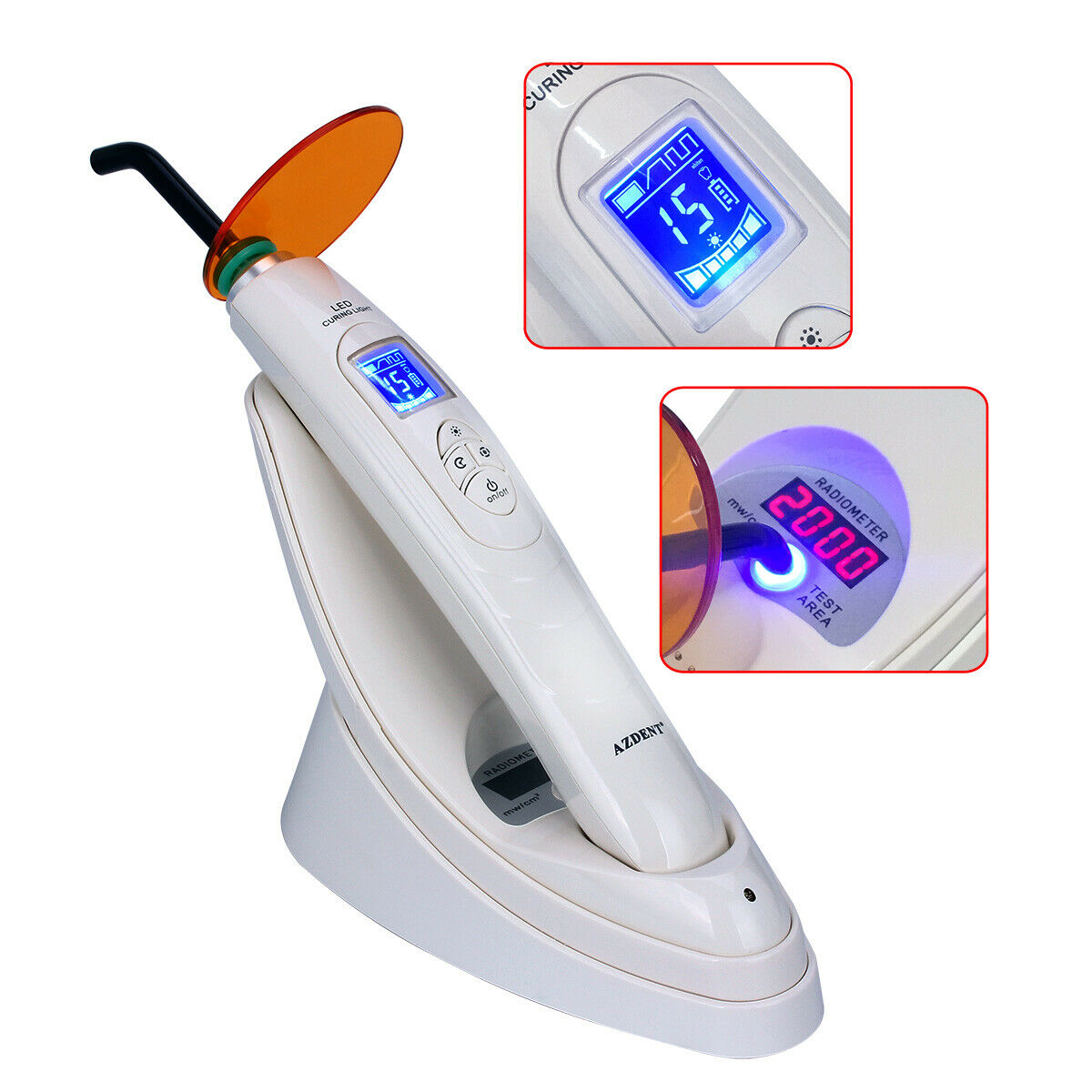 3X Dental Wireless Light Meter Lamp LED Curing Light AZDENT AZ688-2 2000mw/cm²