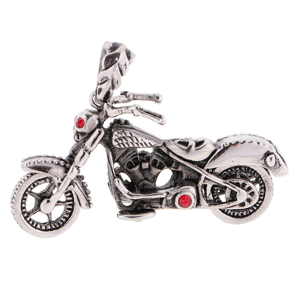 Men's Punk 316L Stainless Steel Motorcycle Gadgets Pendant Necklace Red Eyes