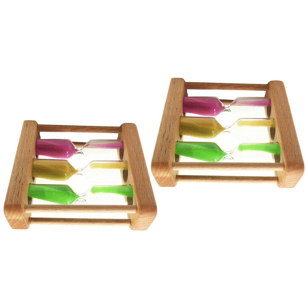 1+3+5 Minutes Wooden Sand Sandglass Hourglass Timer Clock Home Decor Gift, Pack