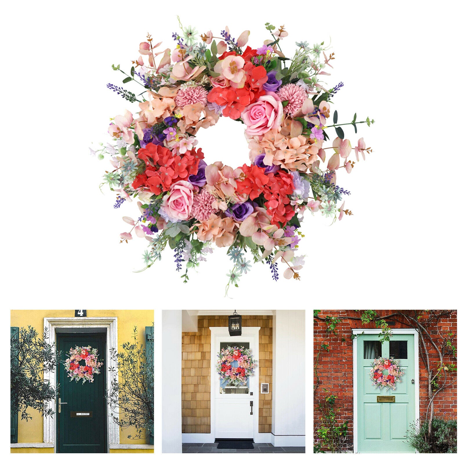 Rose Wreath Greenery Hanging Wall Front Door Large Garland Festival Decor