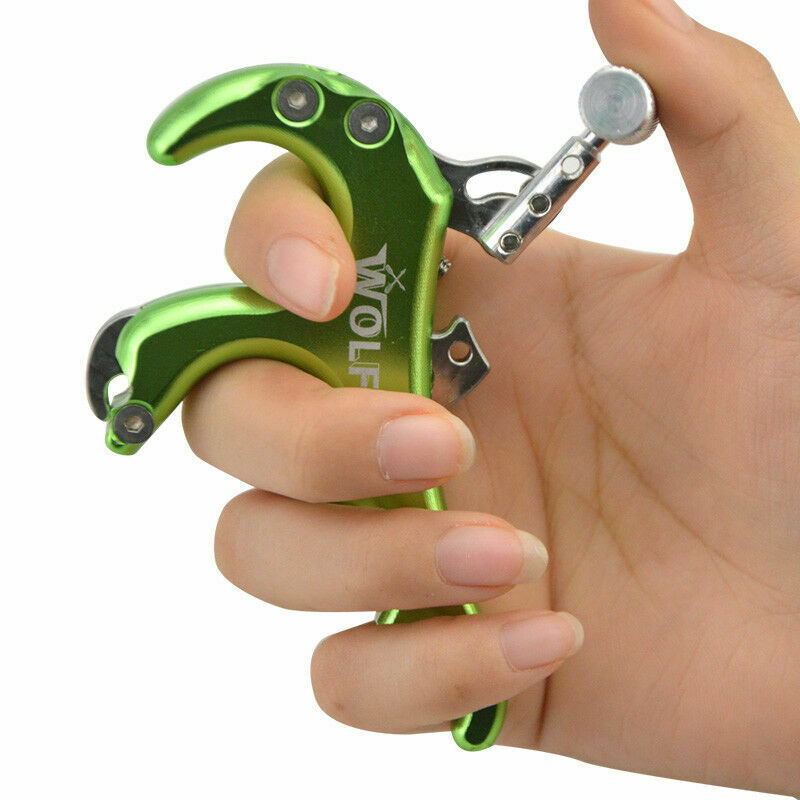 4 Finger Grip Caliper Arrow Release Aids 4 Compound Bow Hunting Archery Green