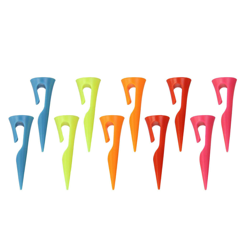 10 Piece Portable Colorful Golf Tees with Hook Clip for Easy Carrying 42.5mm