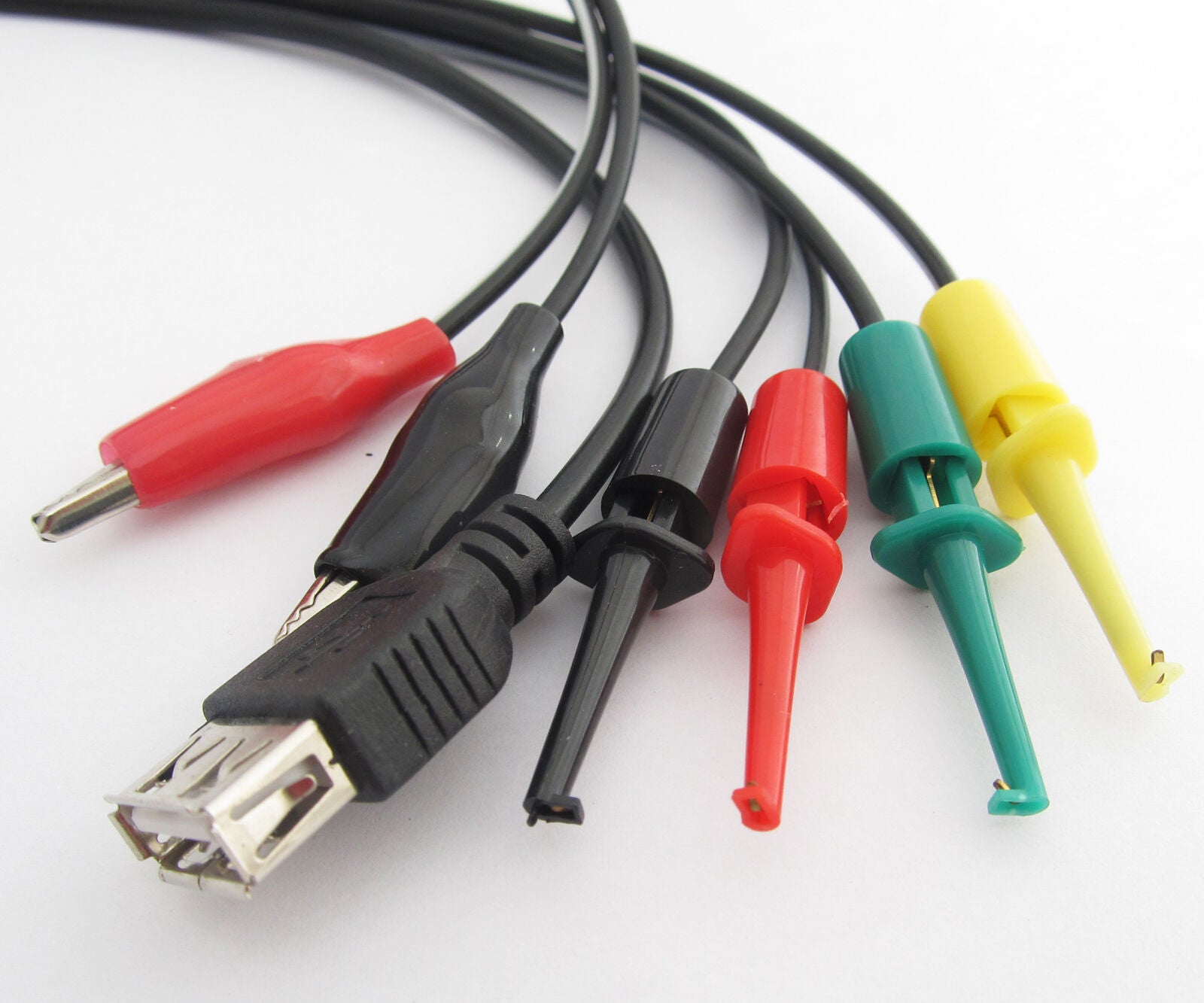 1set BEST 7 in 1 Multimeter Test Cable 4mmm banana plug to clip/hook/USB Female