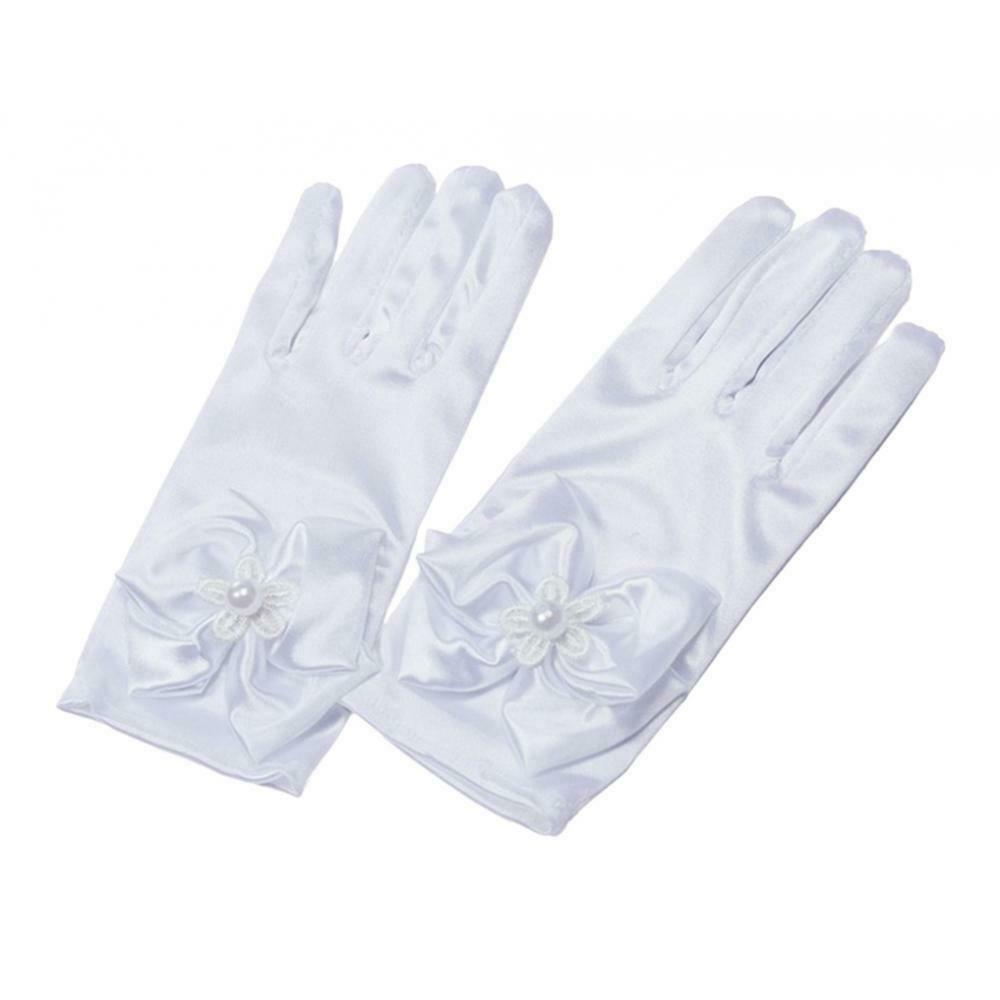 3 Pairs Elastic Bow Flower Girls Bridal Party Dance Dress Up Gloves Costumes
