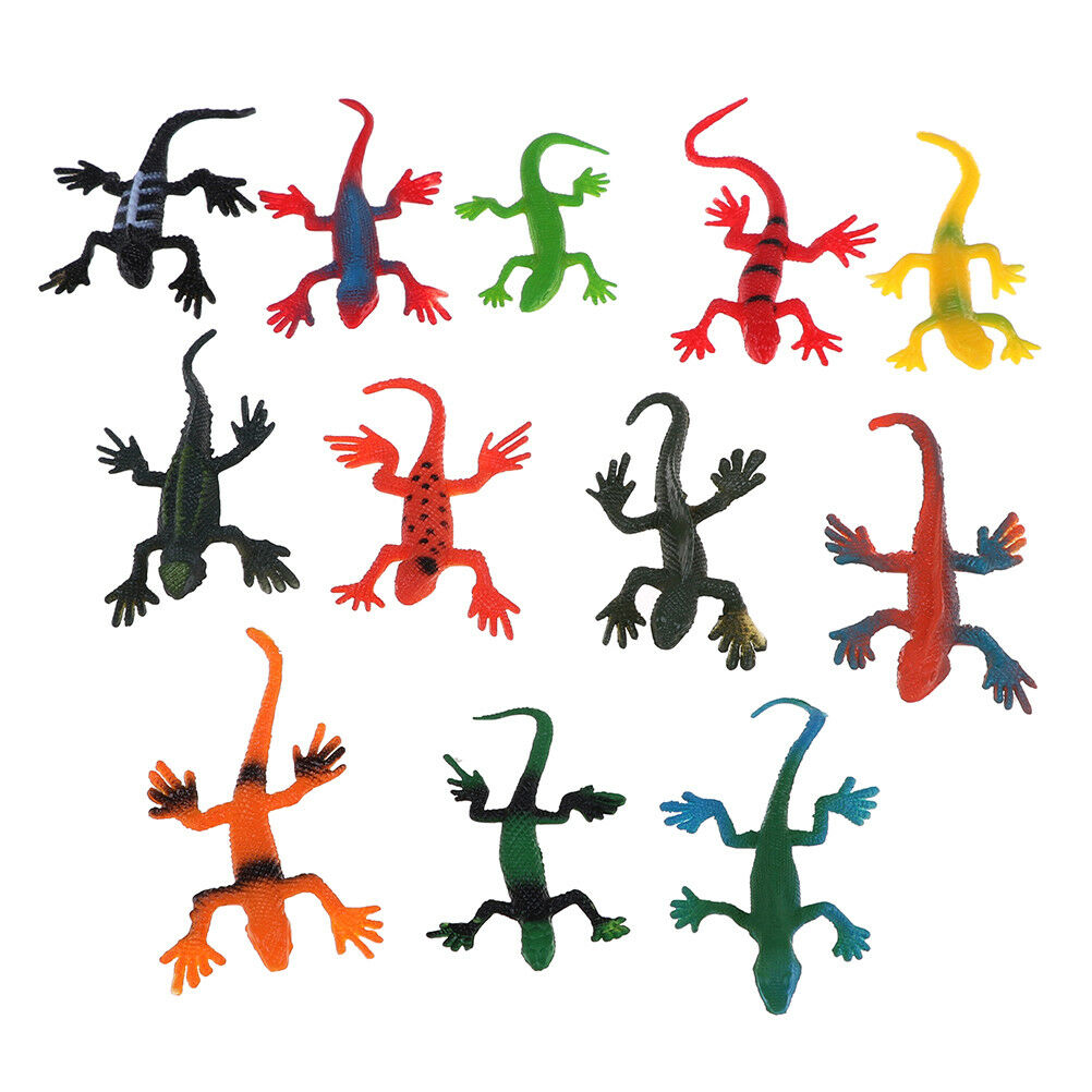 12Pcs/set small plastic lizard gecko reptiles gigures kids party bag fill.l8