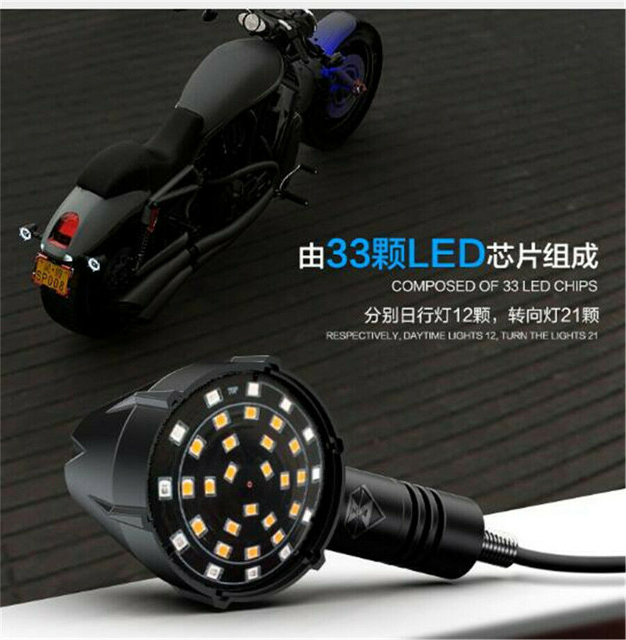 Motorcycle Waterproof LED Signal Daytime Running Light turbo light guide flasher