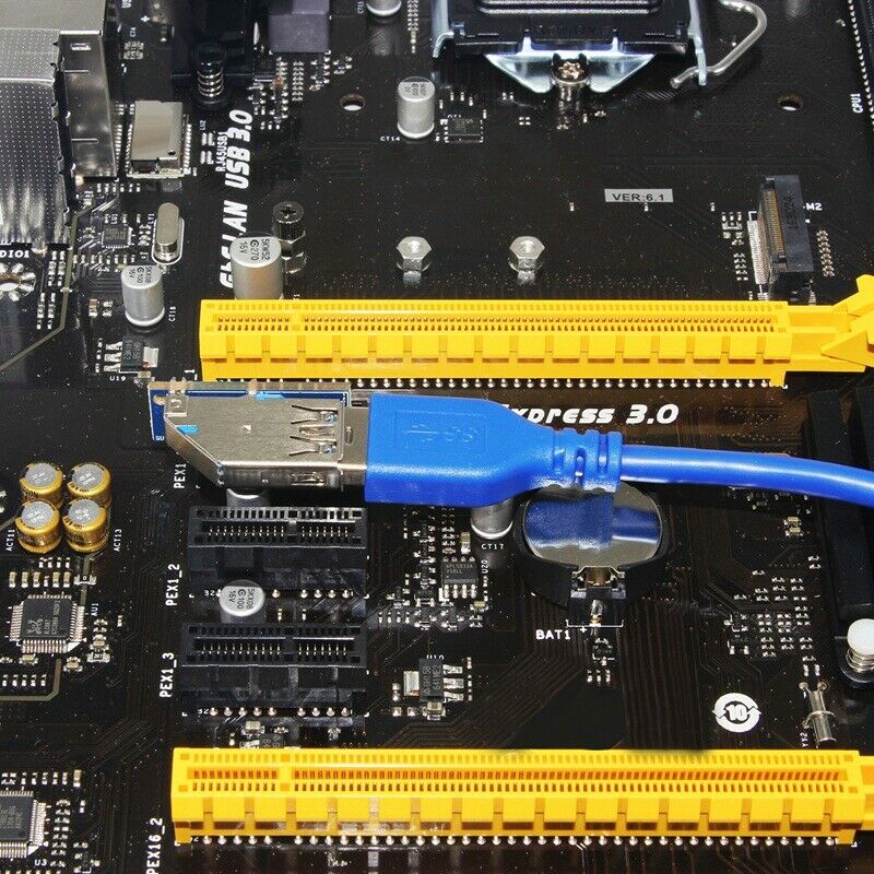 UEX101 PCI-E X1 to X1 Extension Riser Card Adapter with USB3.0 Cable D4X5X5