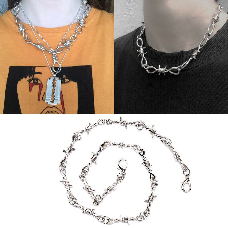 Punk Women Men Thorns Chain Pendant Choker Necklace Hip Hop Jewelry Gift .l8