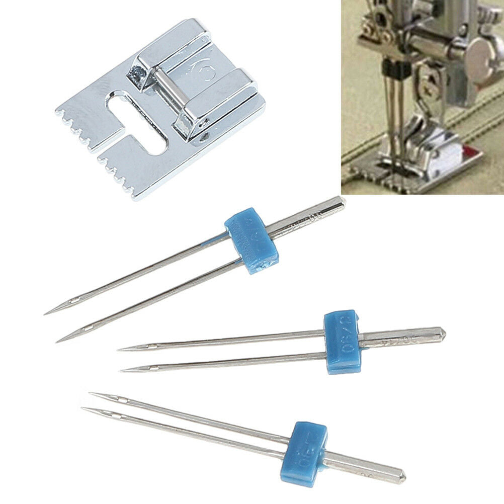 Groove Pintuck Foot With 3Size Double Twin Needles Pin Set for Brother Sew.l8