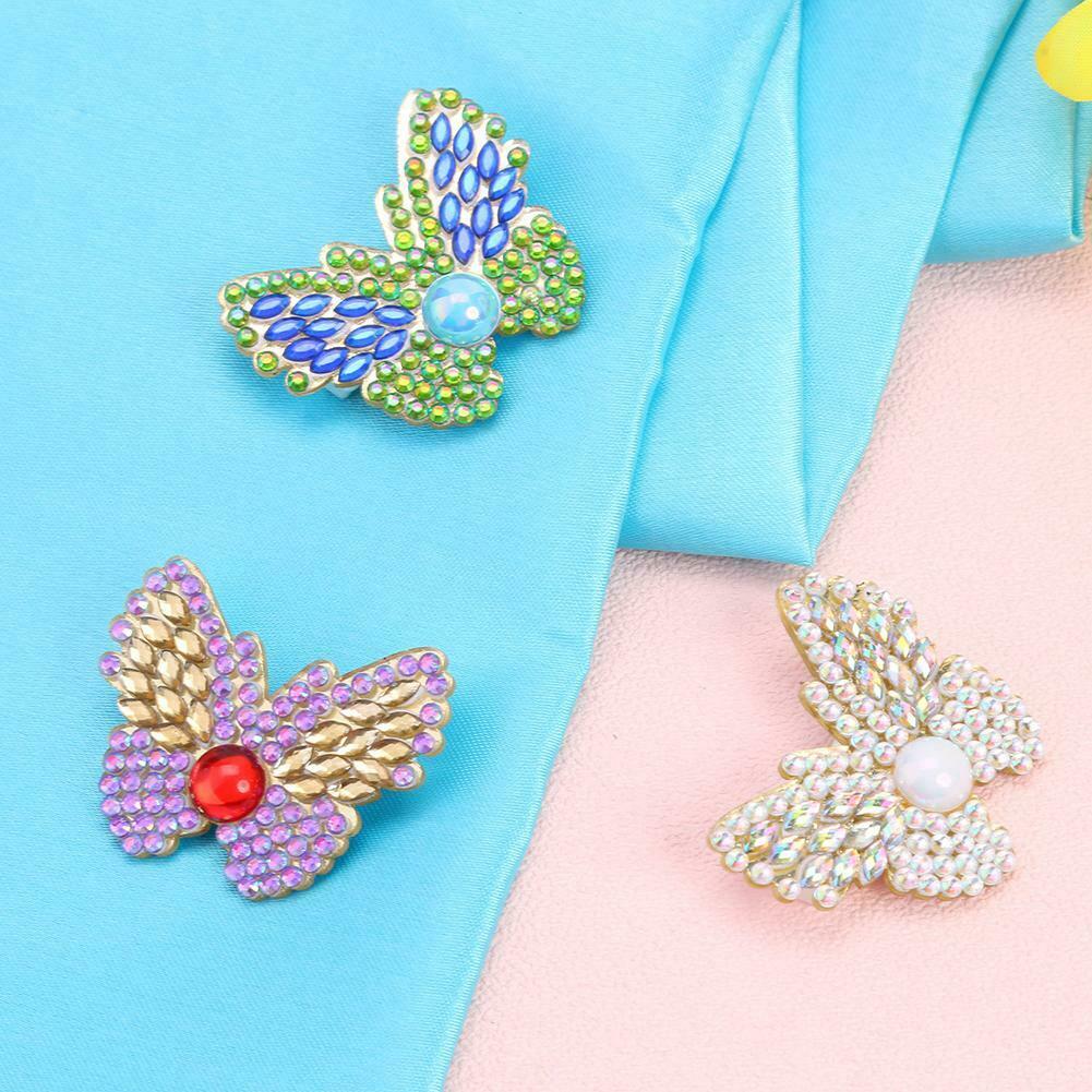3pcs DIY Butterfly Full Drill Diamond Brooch Women Elegant Sweater Badges @