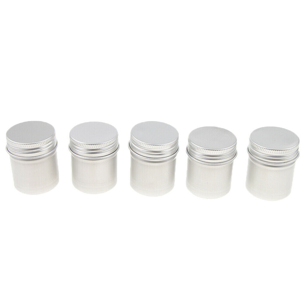 5x 50ml Empty Metal Tins Makeup Can with Screw Lids for Tea Powders Storage