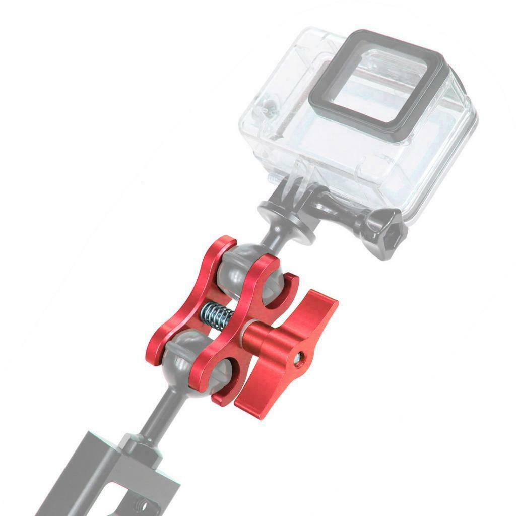 Aluminum Alloy Double Holes Diving Butterfly Ball Clamp Light Arm Clip Red