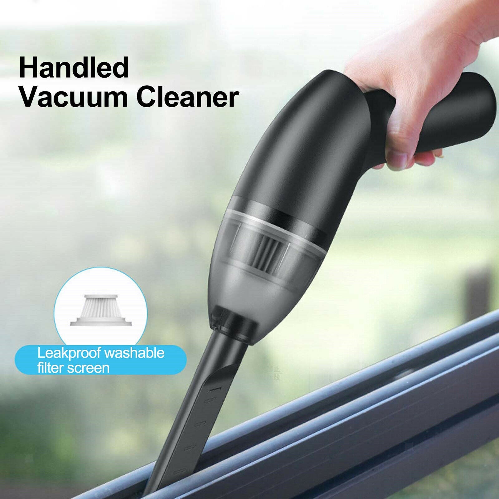 Portable Car Vacuum Cleaner Rechargeable USB Strong Suction Wet Dry Vacuum