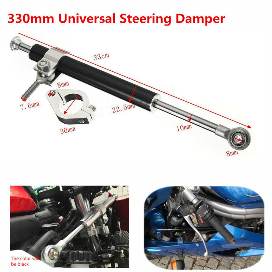 330mm Aluminum Universal Steering Damper 6Way Adjustable Stabilizer For Kawasaki