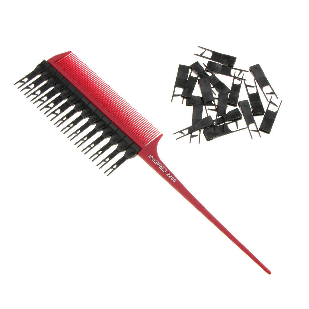 2x Pro Weaver Highlights Foiling Hair Comb Rat Tail Sectioning Dye Brush