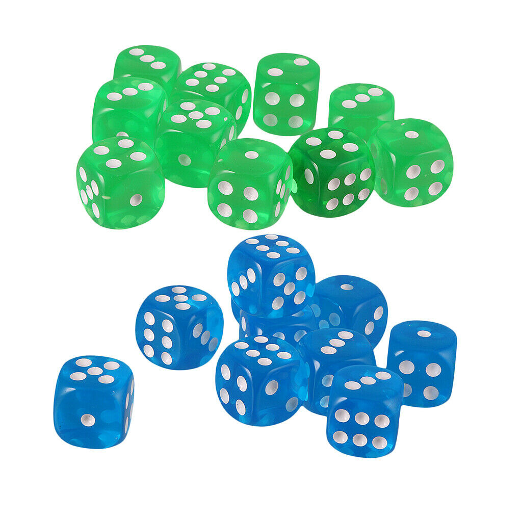 20PCS Acrylic Six Sided D6 Dice for D&D TRPG Party Board Game Toys