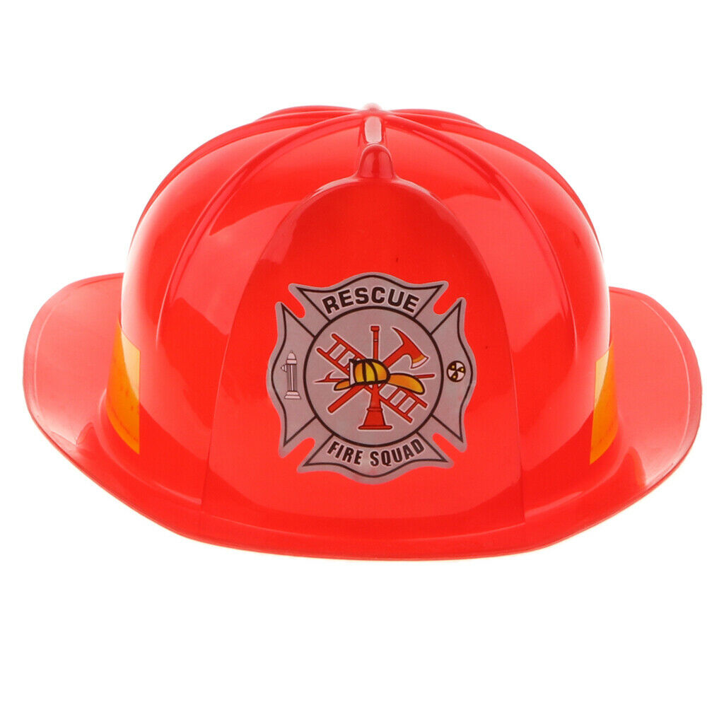 2 X Fire Fighter Pretend Play Costume Accories Safety Fireman Helmet Red