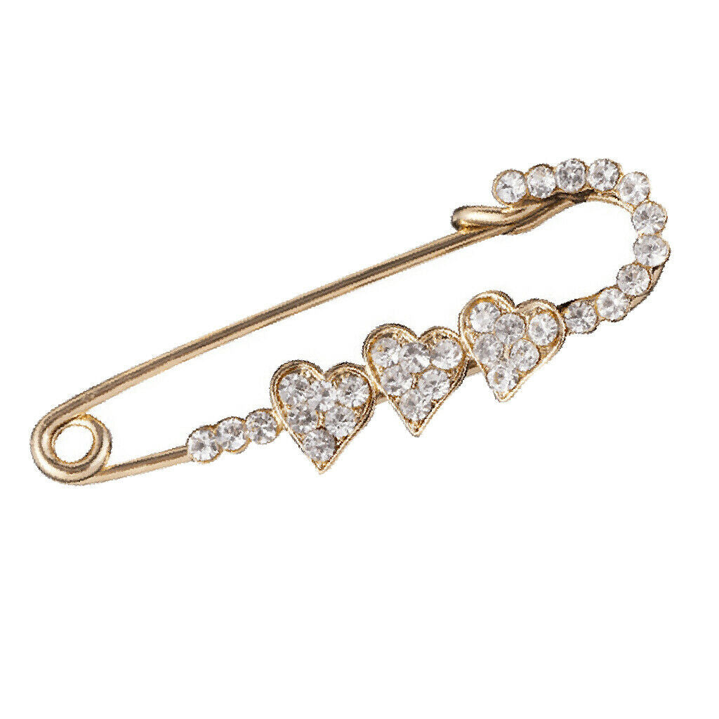Crystal Heart Safety Pin Brooches Suit Sweater Scarves Scarf Brooch Charm