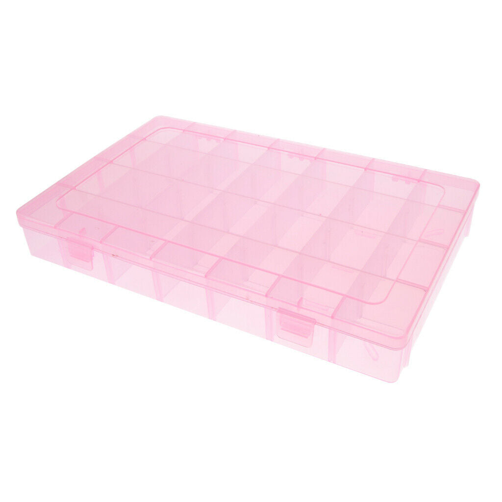 28 Grids Storage Box Case Home Organizer Earring Jewelry Container Pink