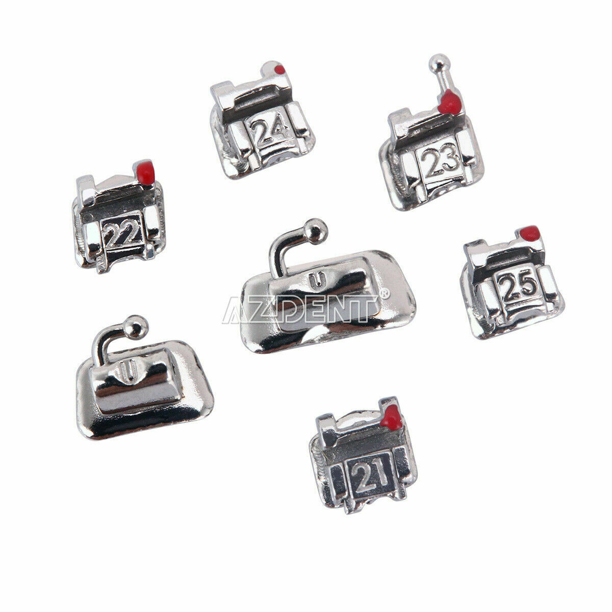 5 X Dental Orthodontic Self- ligating Brackets Braces Mini MBT 022 Hook 3 Metal