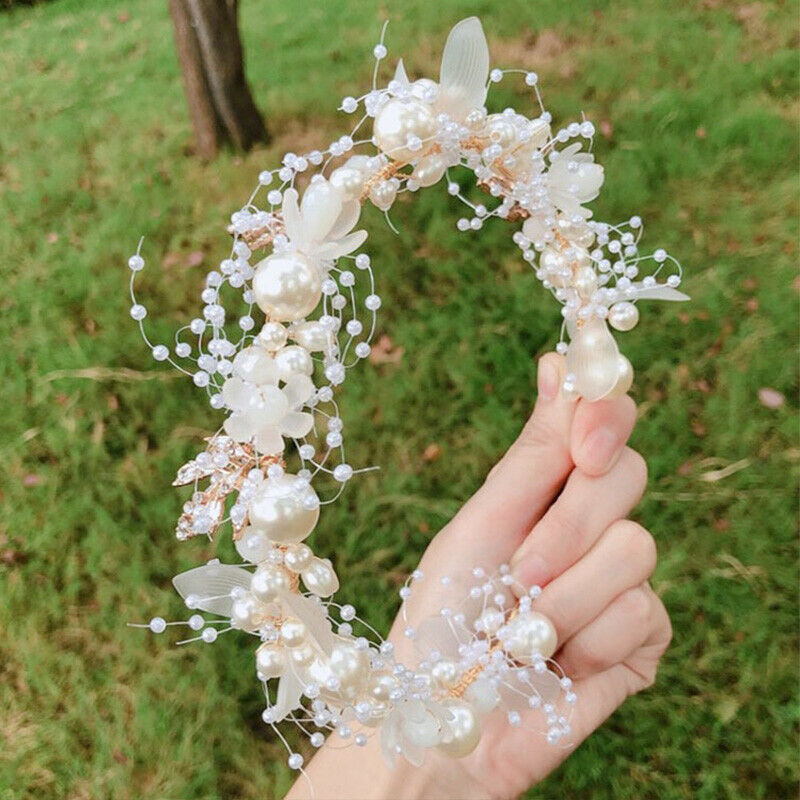 Women Wedding Hair Accessory Faux Pearls Headband Elegant Design Party Decor