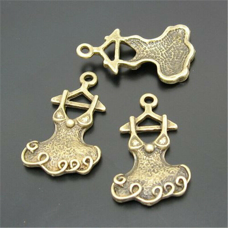 30 pcs Antiqued Bronze Sexy Dress Charm Alloy Pendant DIY Art Craft 25*17*3mm