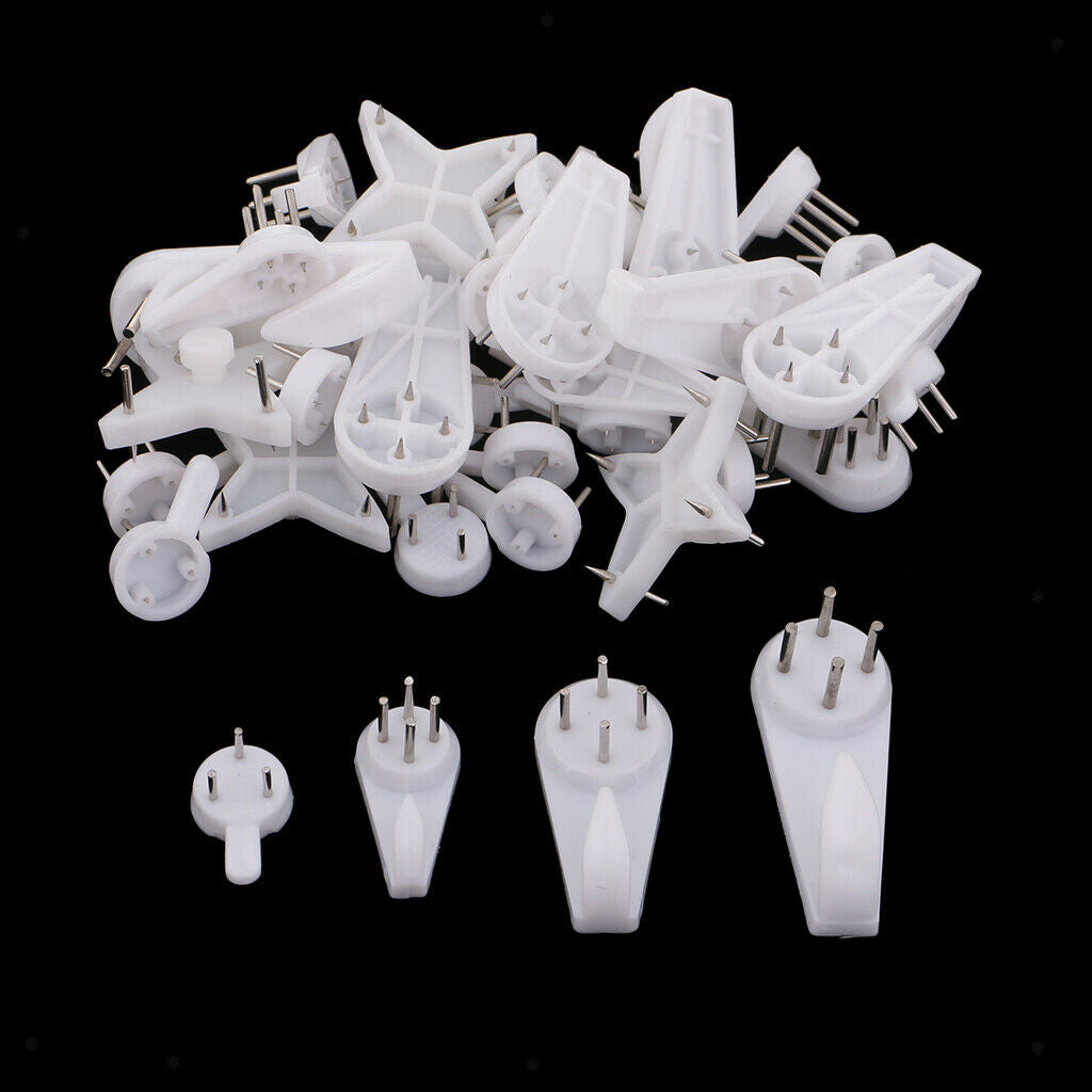 40pcs picture hard wall hooks hanging HOOKS clothes hangers 4 styles