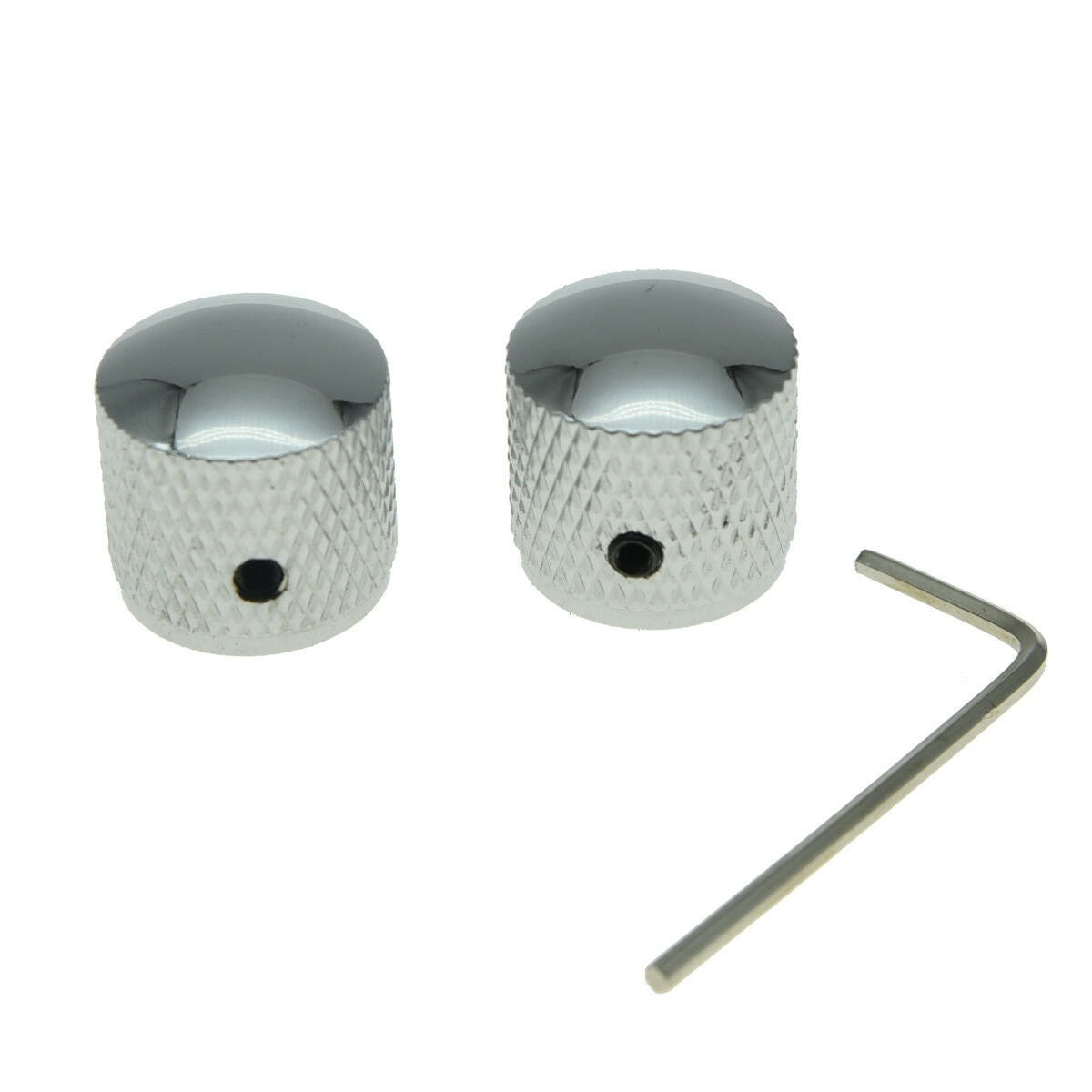 2x Chrome 20mm Bass Guitar Knobs Dome Knobs for Precision P Bass with Set Screw