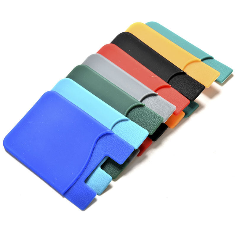 Silicone Mobile Phone Wallet Credit Card Cash Stick Adhesive Holder Case .l8