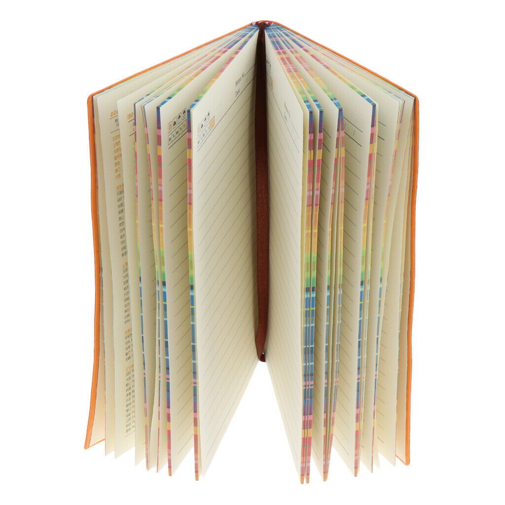 A5 Thickened Soft Cover PU Leather Notebook Rainbow Side Diary Book Orange