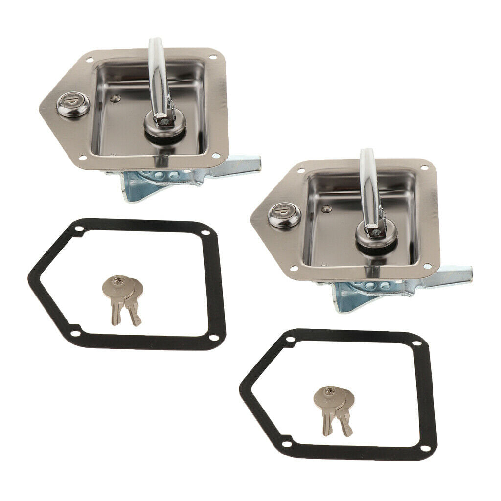 Stainless Steel Car Truck Trailer Toolbox Lock Latch w 2 Key T Handle 2 Pack