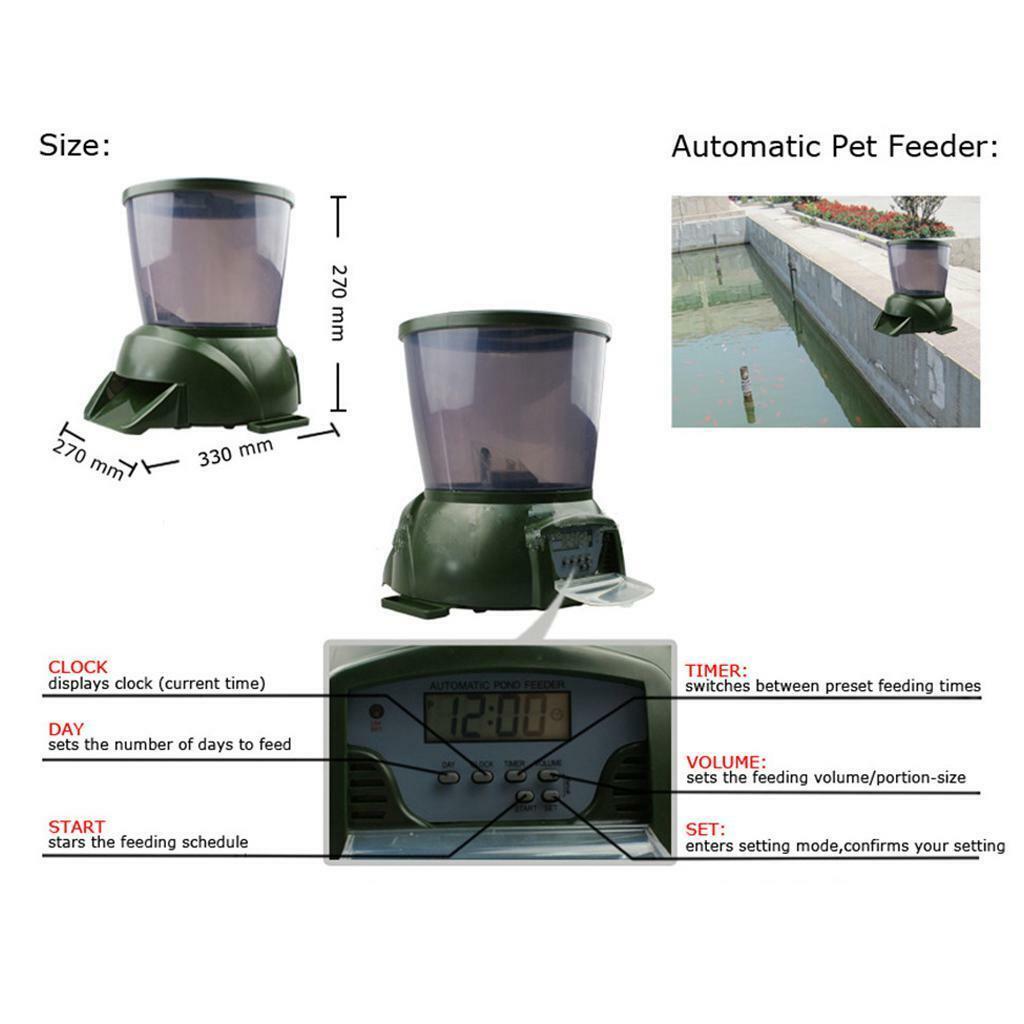 Automatic Pond Feeder Aquarium   1-90 Days Programmable Feeding Schedule