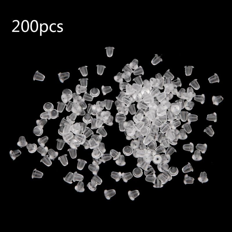 200Pcs Silicone Earring BackClear Ear Safety Back Pad Backstop Soft Replacement