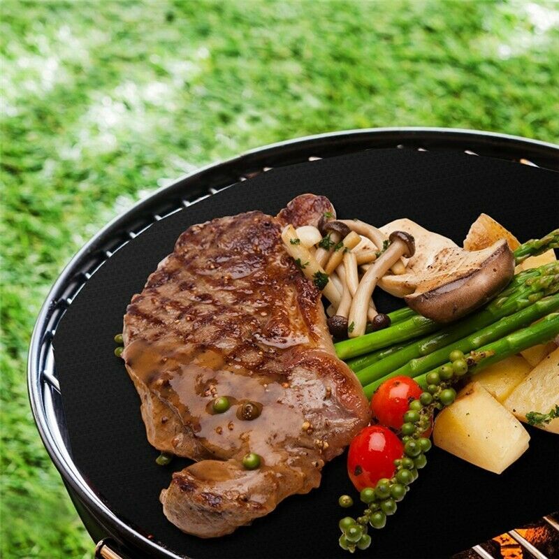 Round BBQ Grill Mat,Non Stick Grilling Mats Heat Resistant Easily Cleaned BarbW3