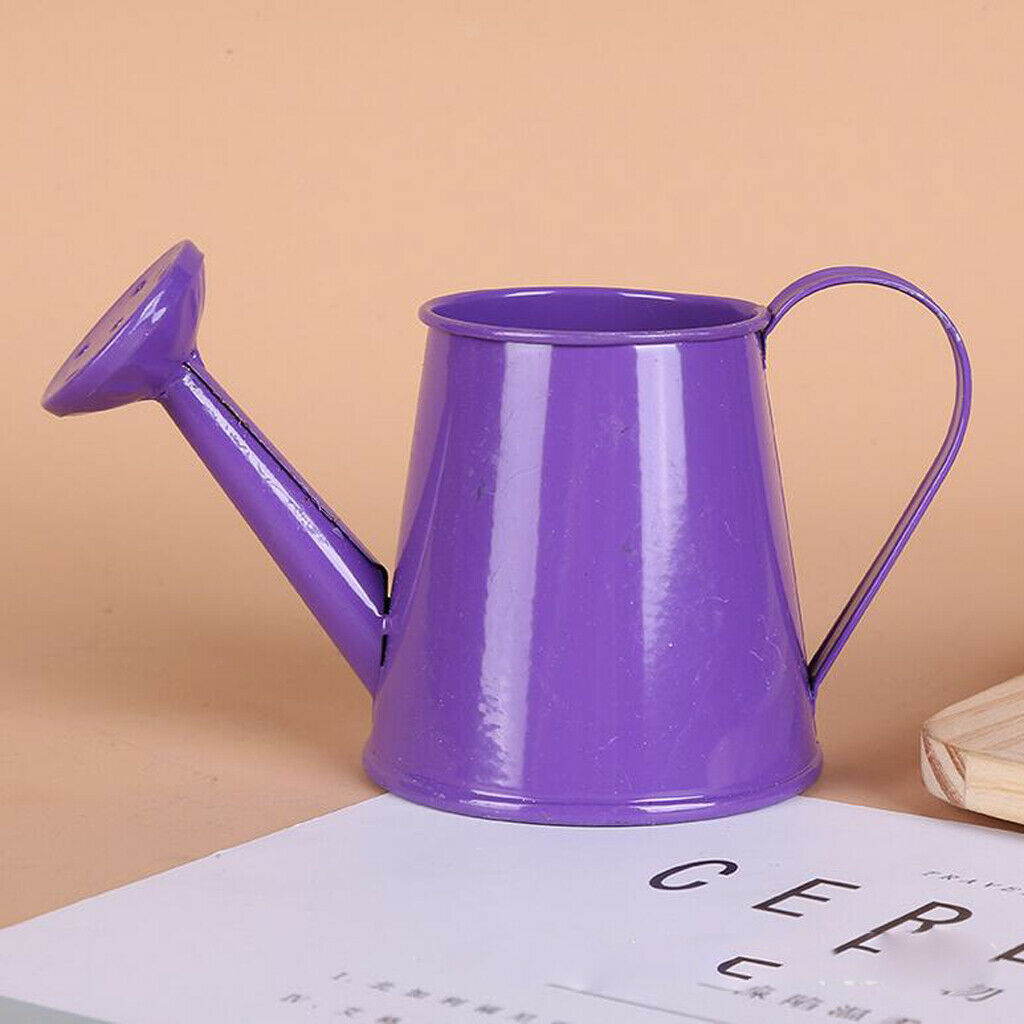 1Pcs Pastoral Style Watering Can Iron Flower Barrel DIY Spray Kettle Purple