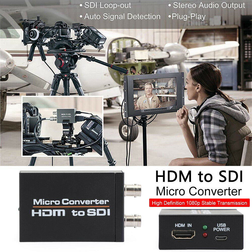 1 port to 2 HDM to SDI + SDI Mini HD Video Switcher Micro Audio Converter BLK CA
