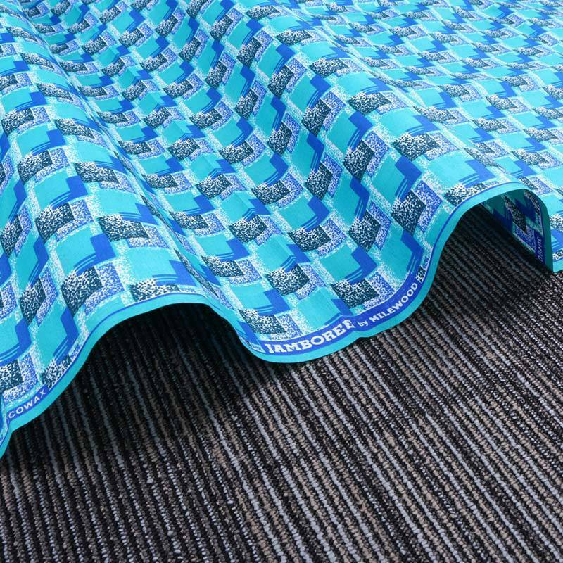 African Blue Geometric Pattern Digital Printing Polyester Wax Cloth Fabric DIY