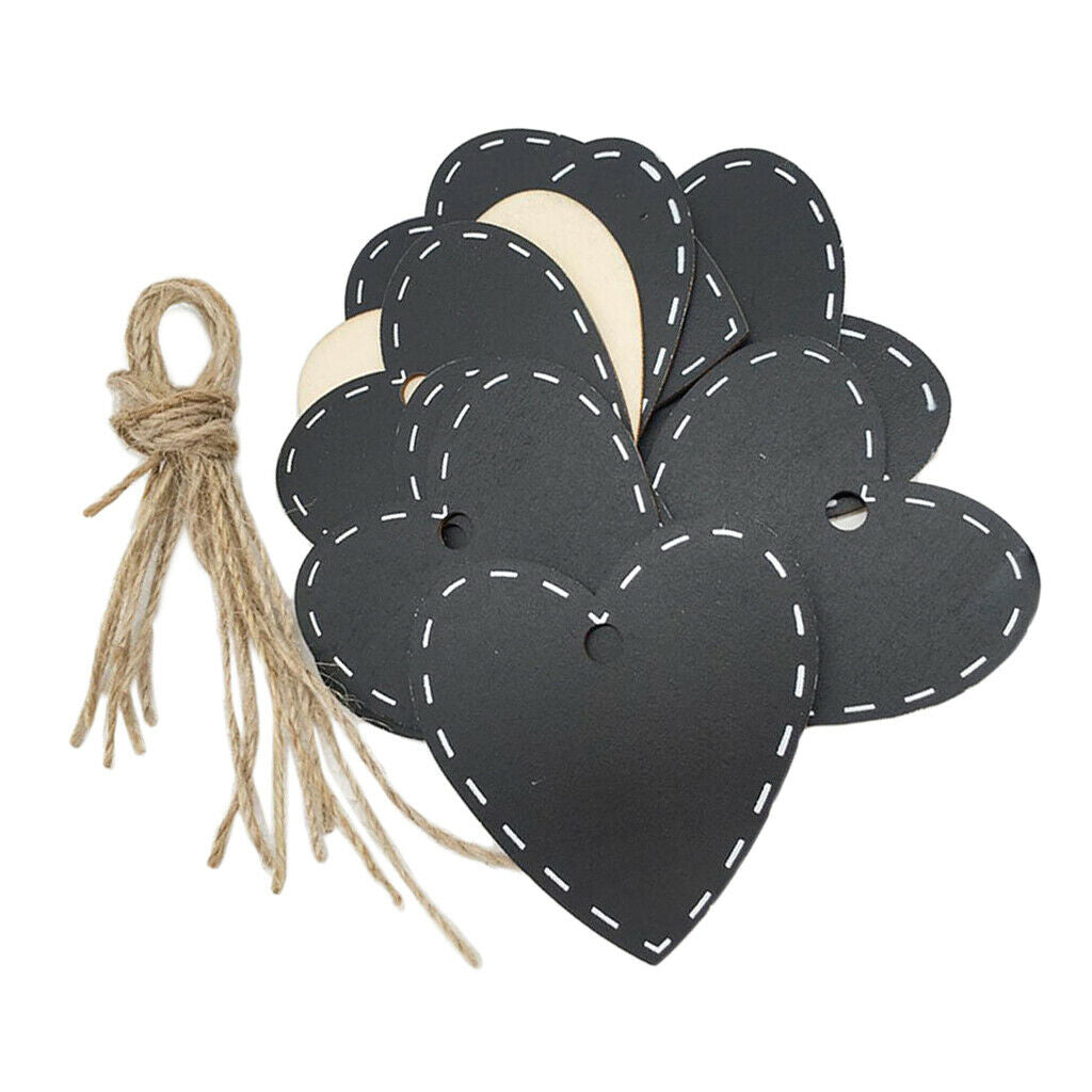 10pack Wooden Heart Mini Blackboard Chalkboard Memo Board Tags Message Signs