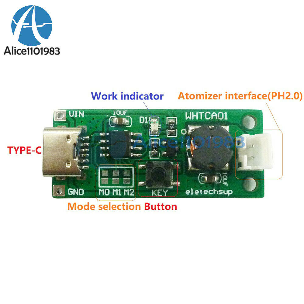 DC 3.7-5.5V Mini Type-C USB Humidifier Controller Atomizer DIY Board Kit