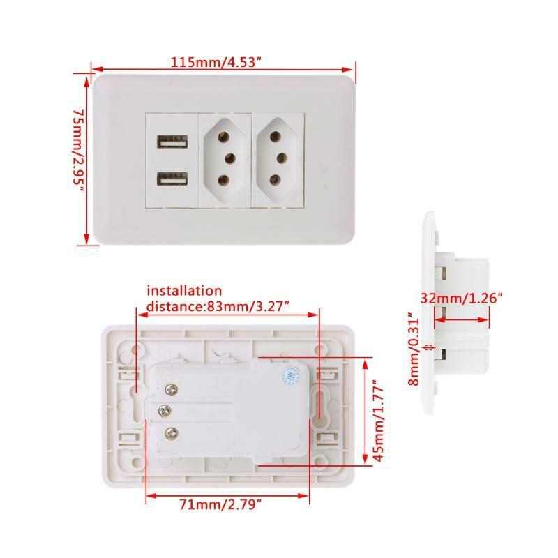 15A WallDouble Standard Power Socket Adapter Dual Ports USB Charger Panel 5V