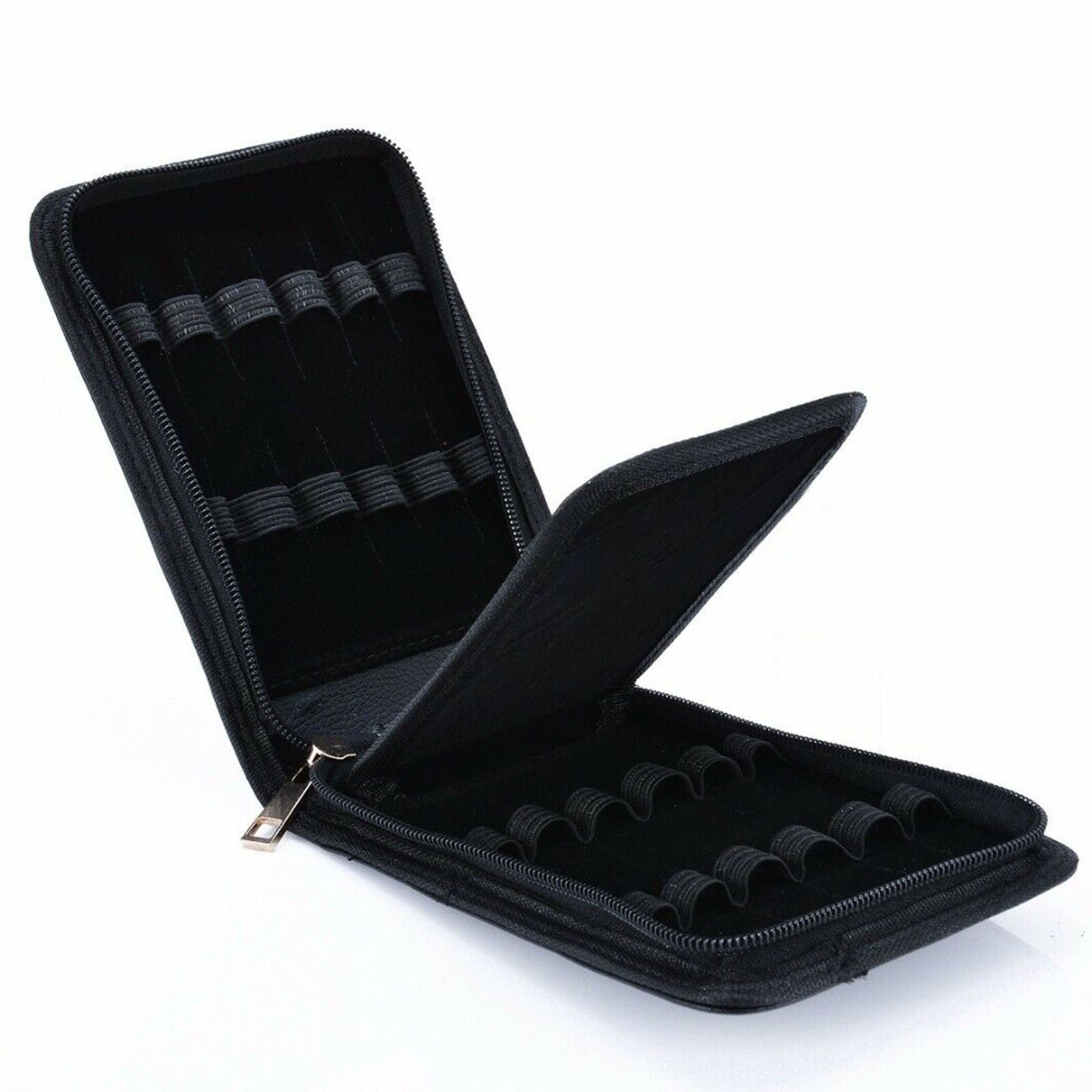 12 Pens Fountain Pen Roller Leather Case Holder Stationery For Student Black