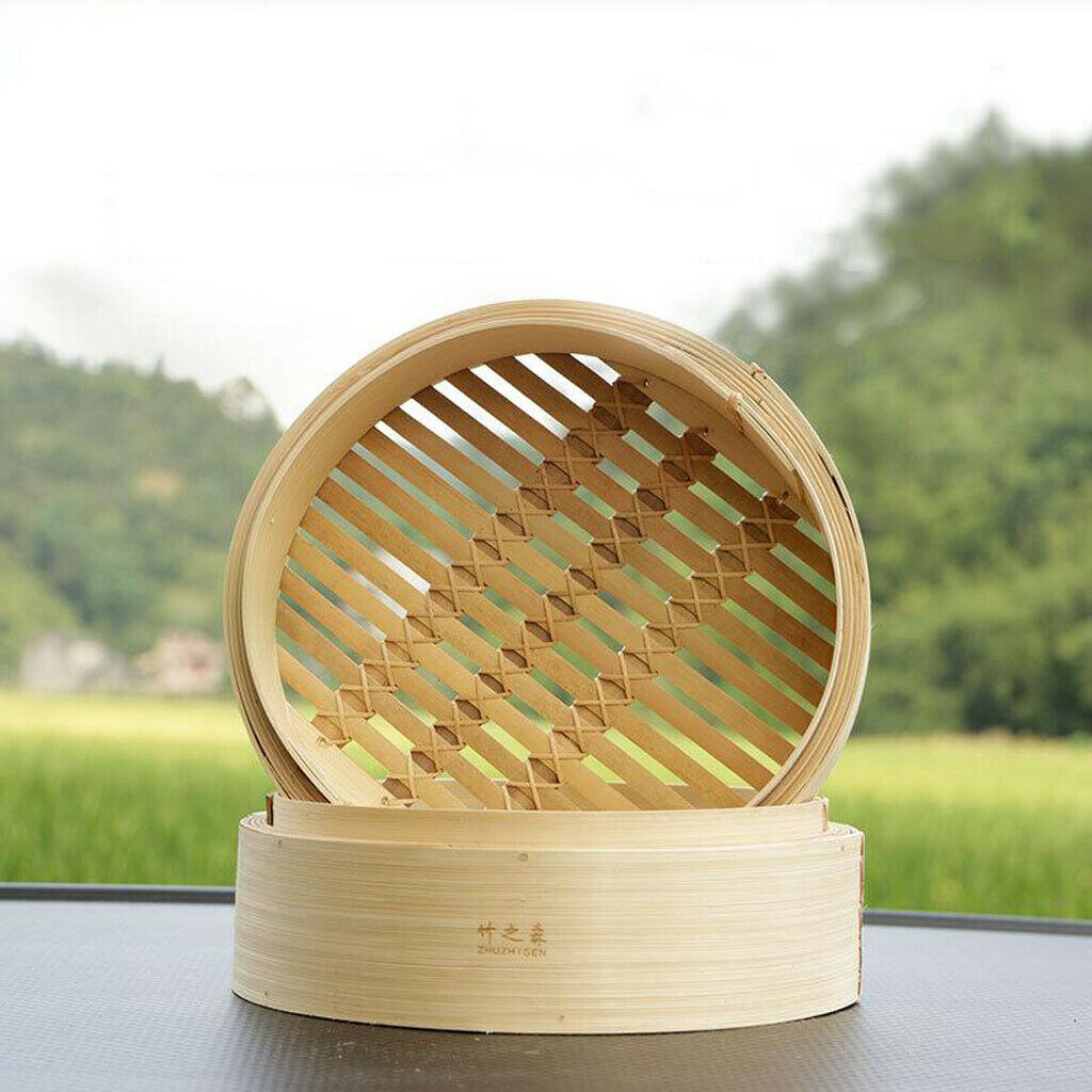2X Asian Bamboo Steamer Lid Round Rice Meat Seafood Buns Steamer Lid 26cm