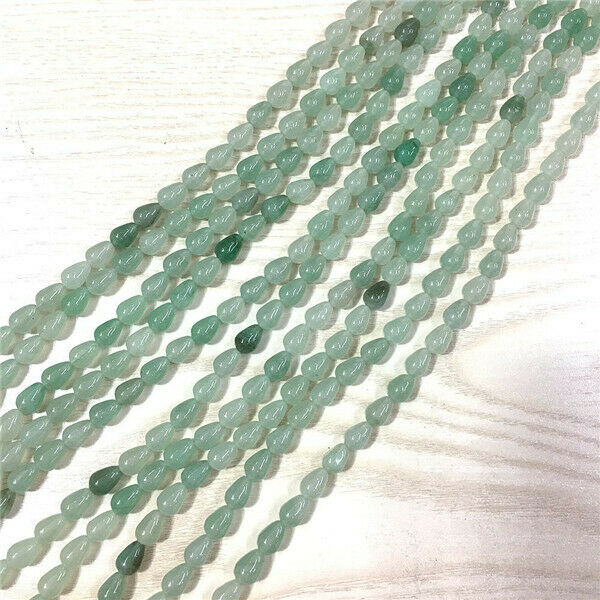 1 Strand/44Pcs 9x6mm Natural Green Aventurine Teardrop Loose Beads 15.5" HH404