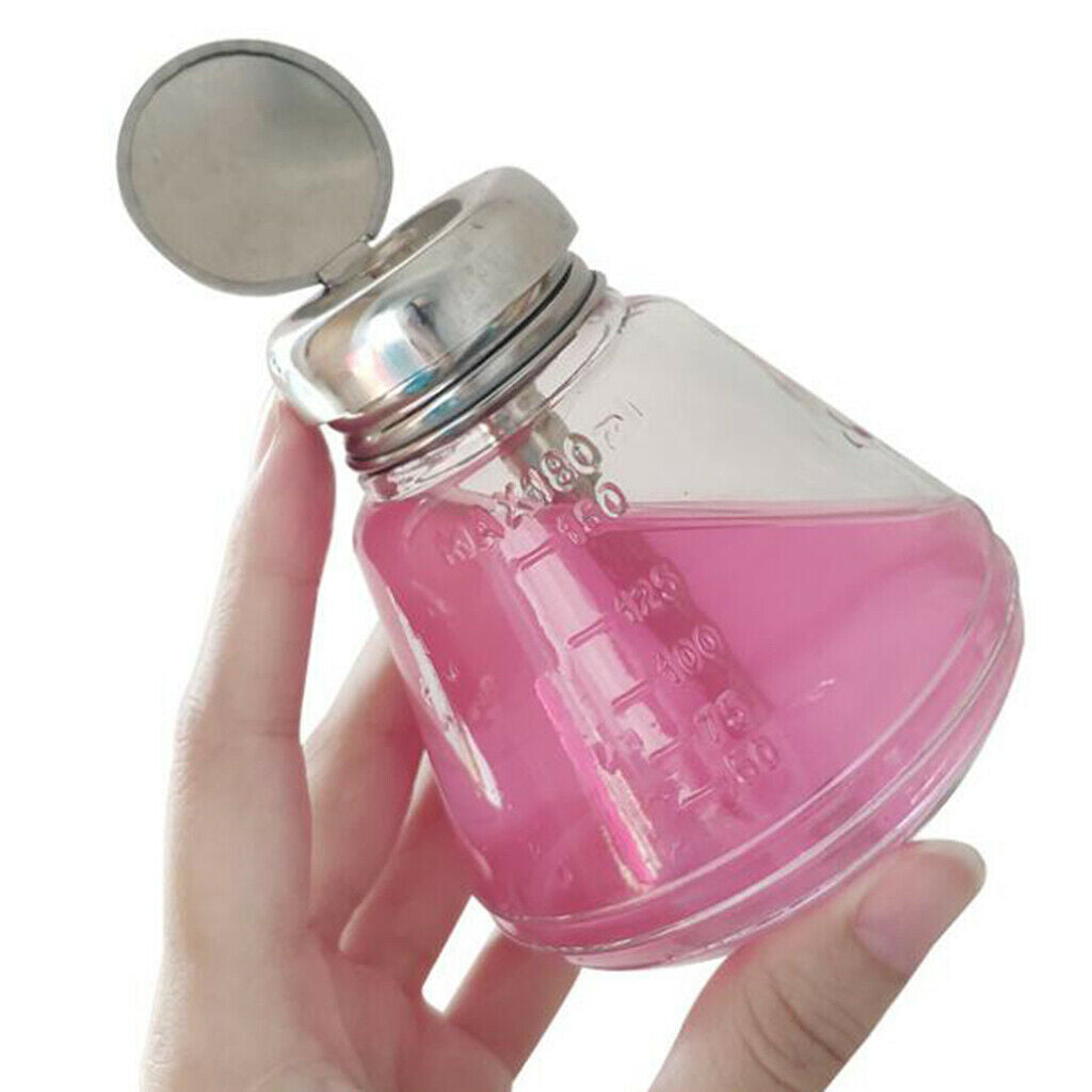 180ml Glass Push Down Empty Pump Dispenser Bottle for Nail Polish and Makeup