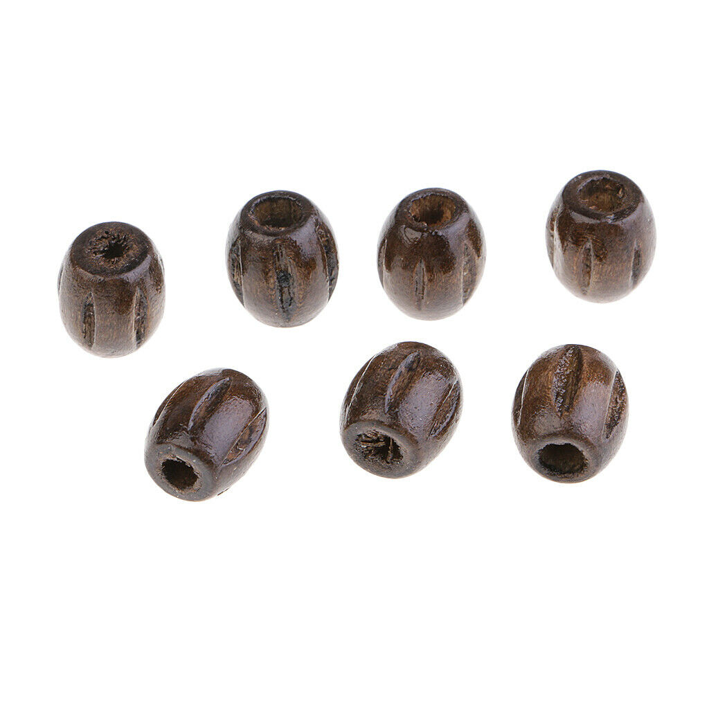 50x Carved Wooden Oval Beads Spacer Loose Bead for Jewelry Making Bracelets