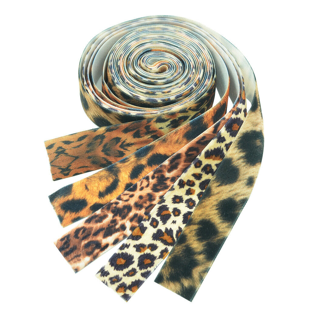 25mm 5 Yard Leopard Style Velvet Ribbon For Crafts Decoration Hair Accessory