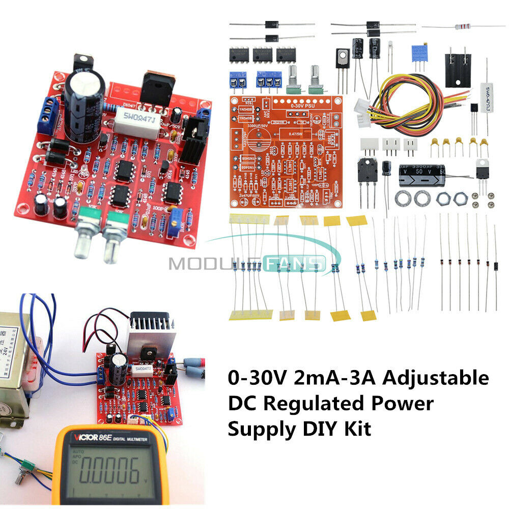 2mA-3A 0-30V Stabilized Continuous Adjustable DC Regulated Power Supply DIY Kit