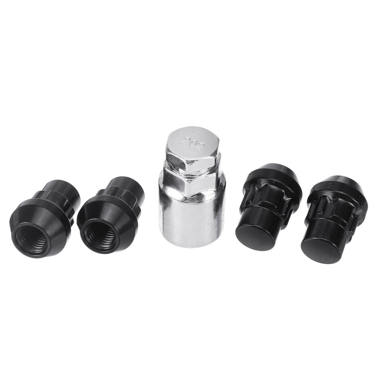 4pc M12 x 1.5 Locking Wheel Nuts Tapered Seat Black Inc Key For Ford Focus