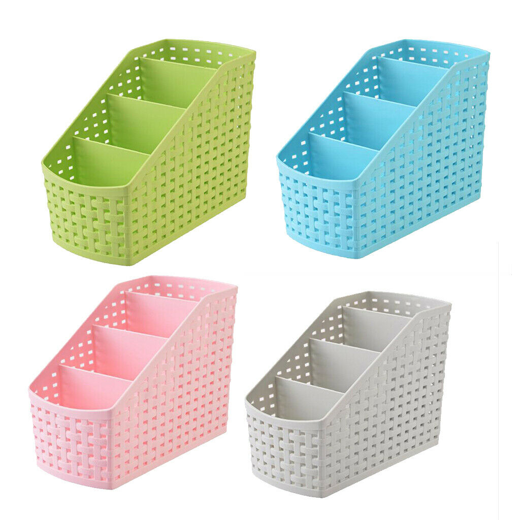 Plastic Makeup office Holder Kitchen Desktop Storage Organizer Basket Blue