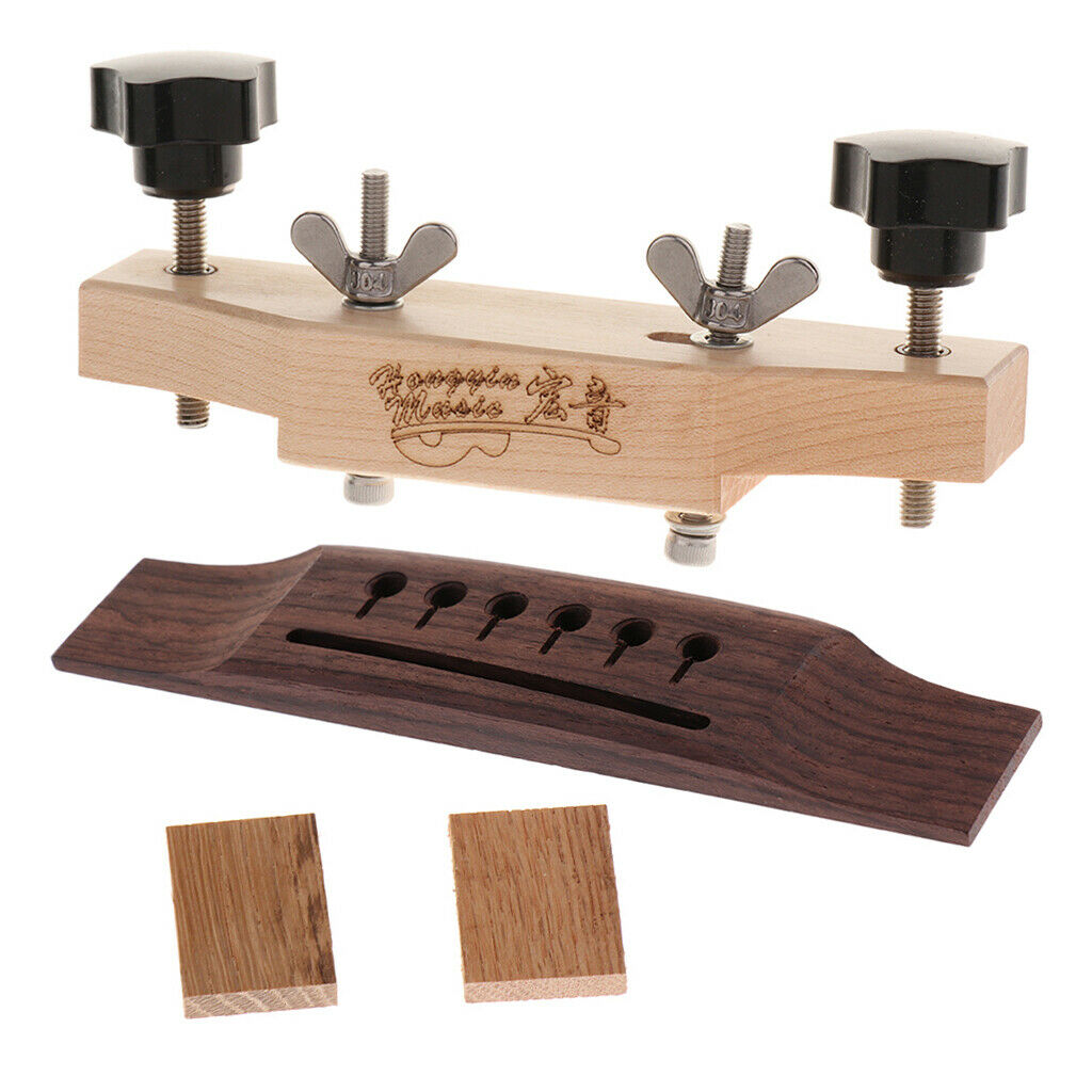 Durable Acoustic Guitar Rosewood Bridge w/ Bridge Clamp Set Luthier Tools